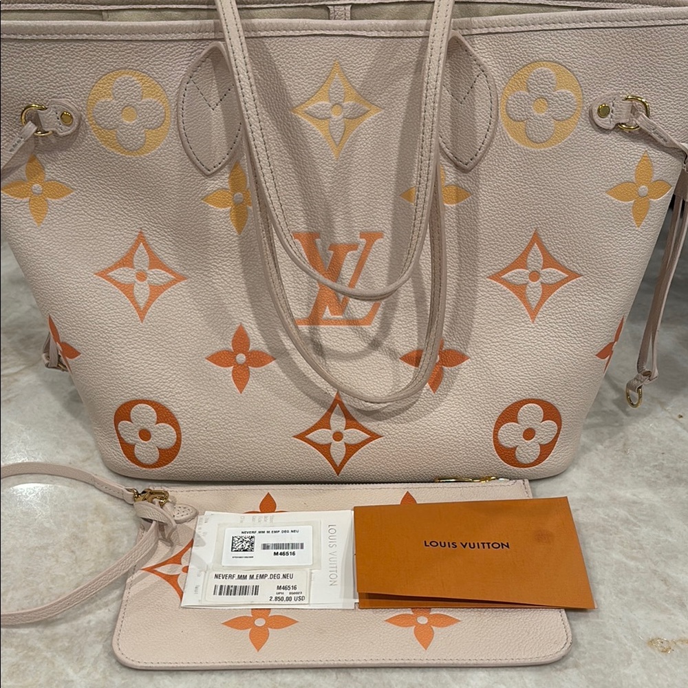Louis Vuitton Beige and Orange Monogram Tote